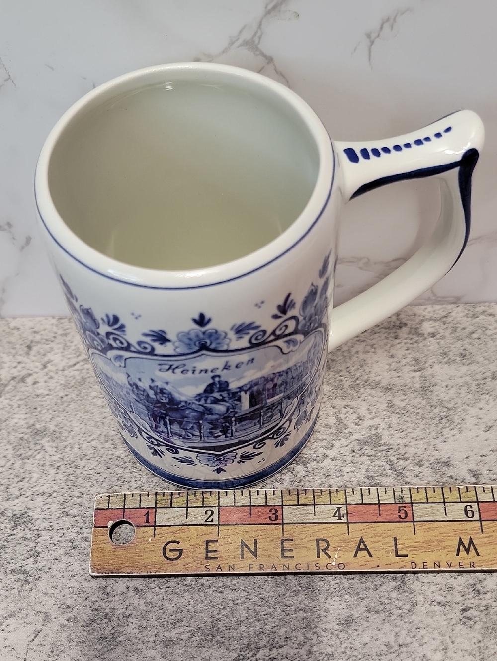 Vintage Heineken Blue Delft Ceramic Beer Stein Mug from Holland - Picture 13 of 14